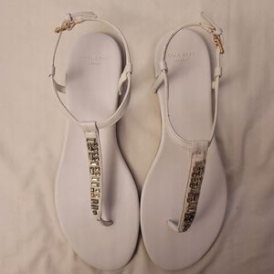 COLE HAAN WHITE EFFIE JEWEL FLAT SANDAL Size 10B Brand New! Boxed!